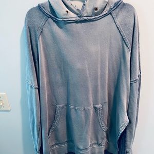 Free People Blue Distressed Hoody